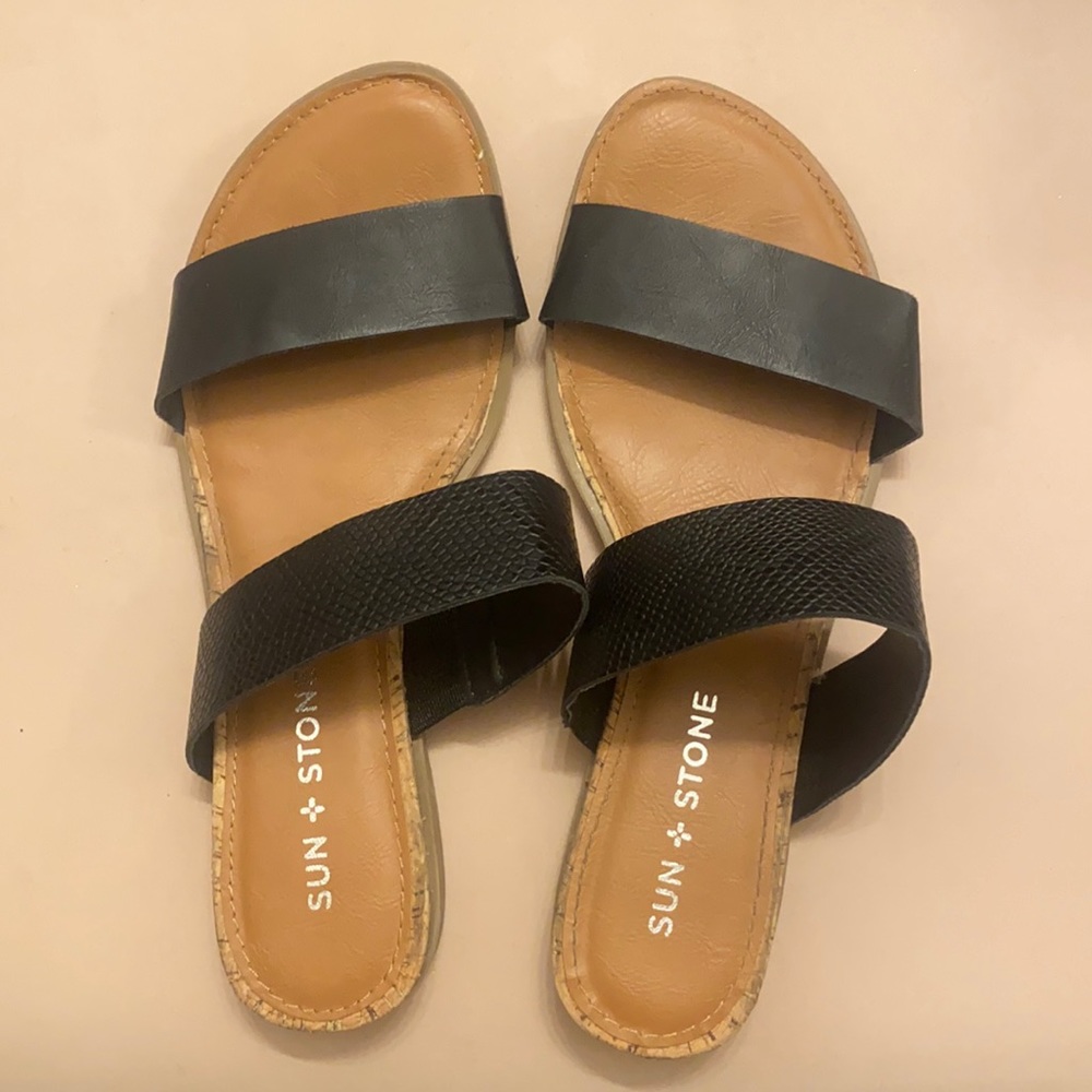 Sun and stone black sandals. Size 5.5